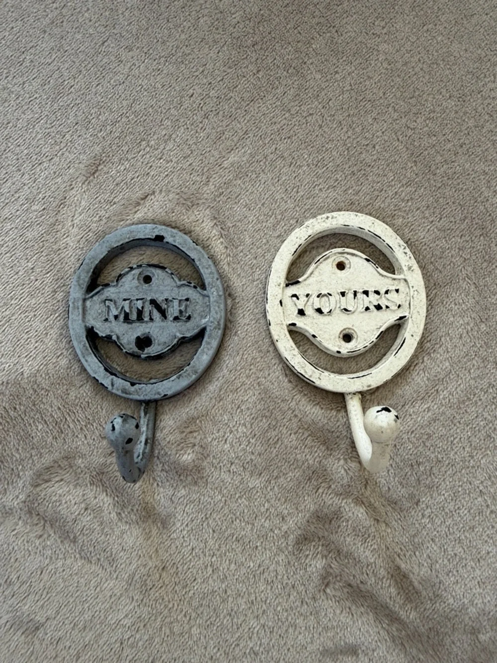 Mine & Yours Decorative Wall Hooks in Gray and Cream